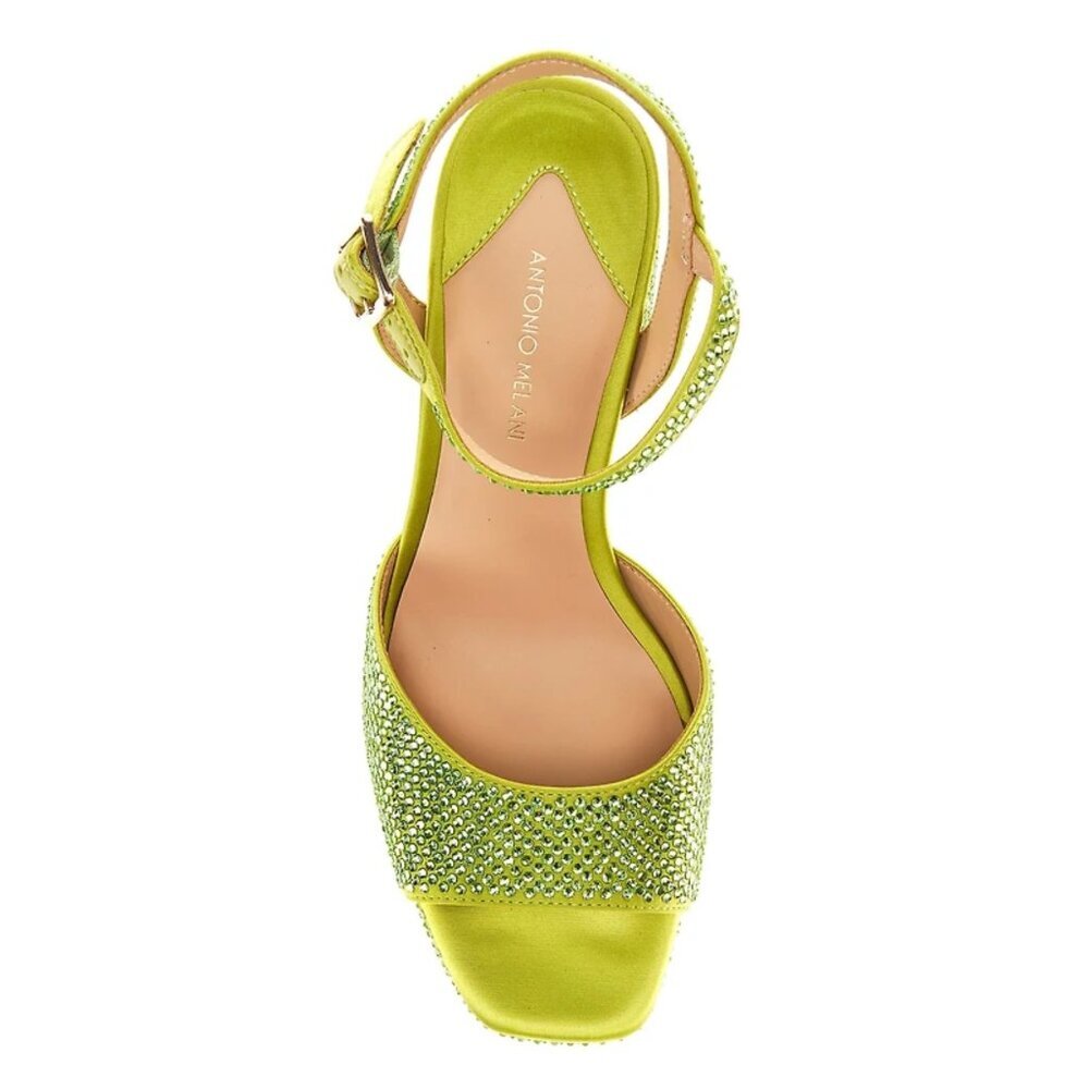 NEW Antonio Melani Babs Rhinestone Embellished Satin Platform Dress Sandals - Picture 2 of 3